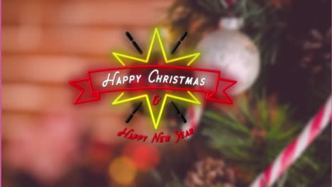 Animation-of-christmas-greetings-text-and-christmas-tree-with-decorations