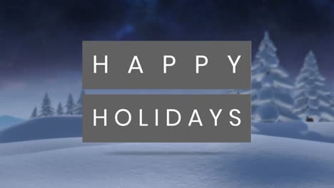 Animation-of-happy-holidays-text-over-winter-scenery