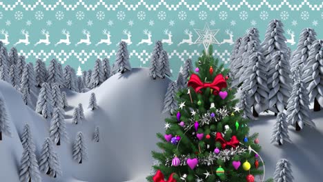 Animation-of-winter-scenery-over-christmas-tree
