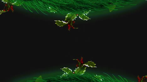 Animation-of-christmas-tree-branches-over-dark-background
