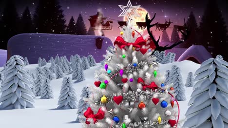 Animación-Del-árbol-De-Navidad-Sobre-Un-Paisaje-Invernal.