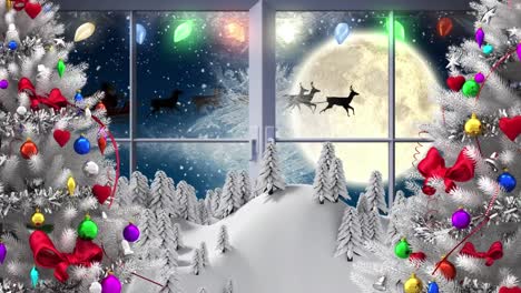 Animation-Des-Weihnachtsbaums-über-Der-Winterlandschaft
