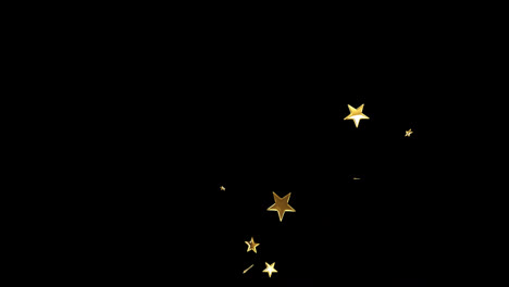Animation-of-golden-star-icons-floating-against-black-background-with-copy-space