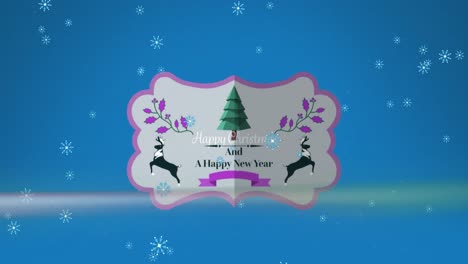 Animation-of-snow-falling-over-christmas-greetings-text-and-decoration