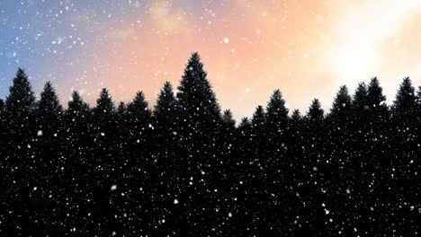 Animation-of-christmas-winter-scenery-with-snow-falling