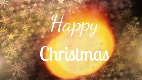 Animation-of-christmas-greetings-text-over-glowing-light-and-snow-falling