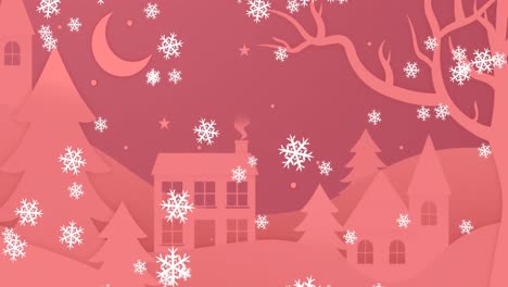 Animation-Von-Weihnachtsschnee,-Der-In-Eine-Winterlandschaft-Fällt