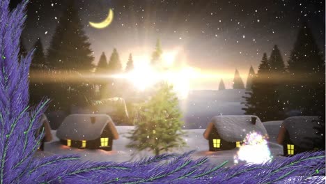 Animation-of-christmas-tree-with-decorations-in-winter-scenery
