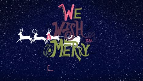 Animation-Von-Schnee,-Der-über-Den-Weihnachtsmann-Im-Schlitten-Fällt,-Und-Wir-Wünschen-Ihnen-Frohe-Weihnachten