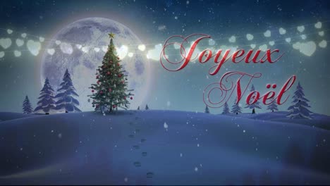 Animation-of-christmas-greetings-text-and-christmas-tree-over-winter-scenery