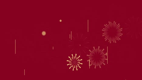 Animation-Von-Feuerwerk-Auf-Rotem-Hintergrund