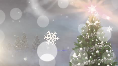 Animation-Von-Fallendem-Schnee-über-Der-Winterlandschaft