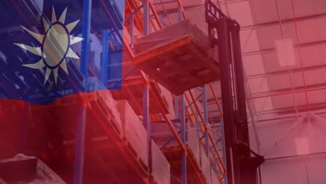 Animation-of-flag-of-taiwan-over-warehouse