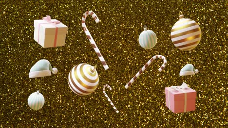 Animation-of-christmas-candy-canes-and-baubles-decorations