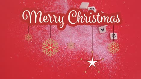 Animation-of-snow-falling-over-decorations-and-christmas-greetings-text