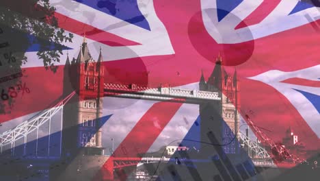 Animación-Del-Procesamiento-De-Datos-Sobre-La-Bandera-Del-Reino-Unido-Y-Londres.
