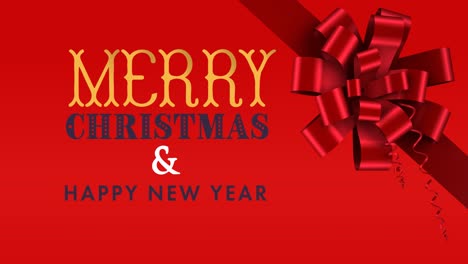 Animation-of-christmas-greetings-text-over-christmas-decoration-on-red-background