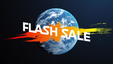 Animation-Von-Flash-Sale-Texten-über-Dem-Globus