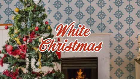 Animation-of-christmas-greetings-text-over-christmas-tree-decorations