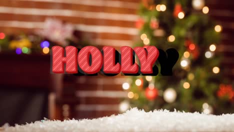Animation-of-christmas-greetings-text-over-christmas-tree-decorations