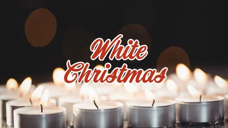 Animation-of-christmas-greetings-text-over-christmas-decorations-with-tea-lights
