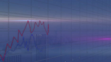 Animation-Der-Statistischen-Datenverarbeitung-über-Ein-Gitternetz-Vor-Lichtspuren-Auf-Blauem-Hintergrund