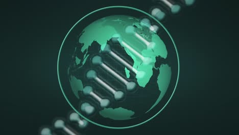Animation-Eines-DNA-Strangs-über-Dem-Globus