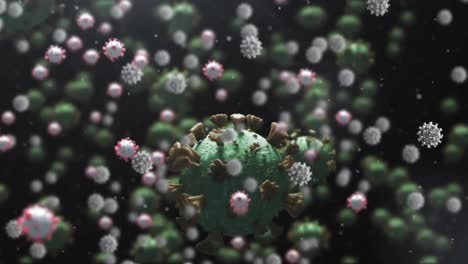 Animation-Von-Viruszellen-über-Flecken