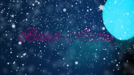 Animation-Des-Grußtextes-Zur-Weihnachtszeit-Und-Schnee,-Der-über-Die-Winterlandschaft-Fällt