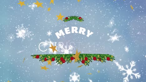 Animation-of-christmas-greetings-text-and-snow-falling-over-winter-scenery