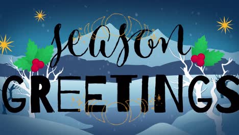 Ein-Digital-Generiertes-Video-Einer-Weihnachtsszene-Mit-Fallendem-Schnee-Und-Bäumen-Im-Hintergrund