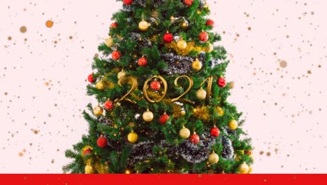 Animation-of-2021-text-over-christmas-tree