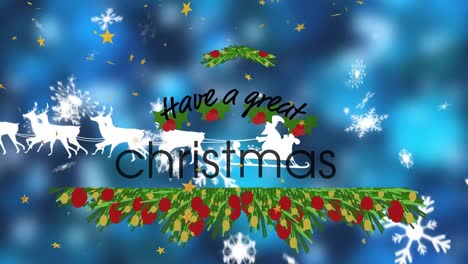 Animation-of-snowflakes-falling-over-merry-christmas-text-banner-against-blue-gradient-background