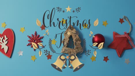 Animation-Von-Weihnachtsgrußtexten-über-Weihnachtsdekorationen