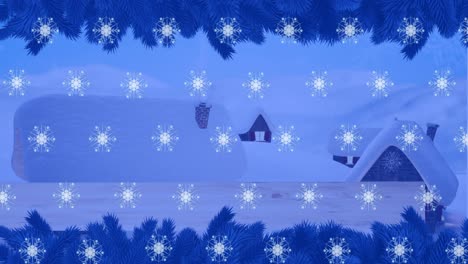 Animación-De-Nieve-Cayendo-Sobre-El-Paisaje-Invernal-Navideño.