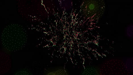 Animation-Von-Formen-Und-Feuerwerk-Auf-Schwarzem-Hintergrund