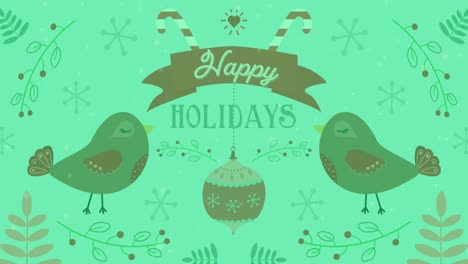 Animation-of-christmas-greetings-text-and-decorations-on-green-background
