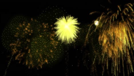Animation-of-shapes-and-fireworks-on-black-backrgound