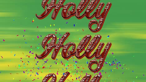 Animation-of-christmas-greetings-text-over-confetti-falling-on-green-background