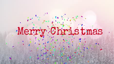 Animation-of-christmas-greetings-text-over-confetti-falling-and-christmas-decorations