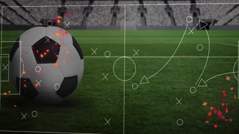 Animation-Von-Fußball-über-Stadionzeichnung