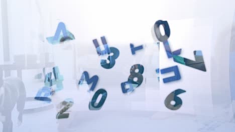 Animation-of-numbers-and-letters-over-dog
