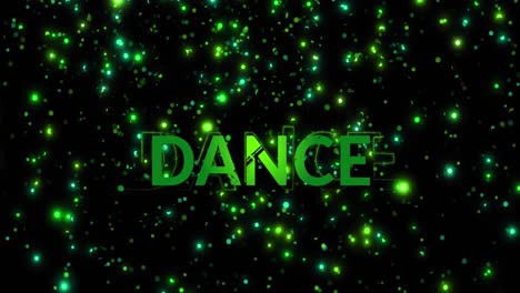 Animation-of-dance-text-over-flashing-green-lights