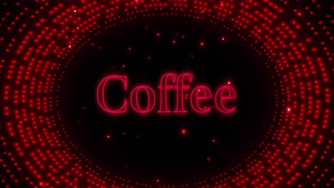 Animation-of-coffee-text-over-flashing-red-light-pattern