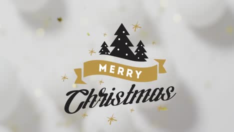 Animation-of-christmas-greetings-text-over-christmas-white-baubles
