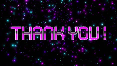 Animation-of-thank-you-text-over-flashing-blue-and-purple-lights