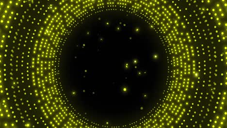 Animation-Sich-Drehender-Gelb-Leuchtender-Kreise-Auf-Schwarzem-Hintergrund
