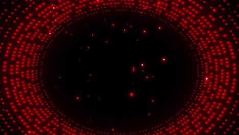 Animation-of-spinning-red-glowing-circles-on-black-background