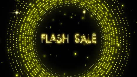 Animation-of-flash-sale-text-over-flashing-yellow-light-pattern