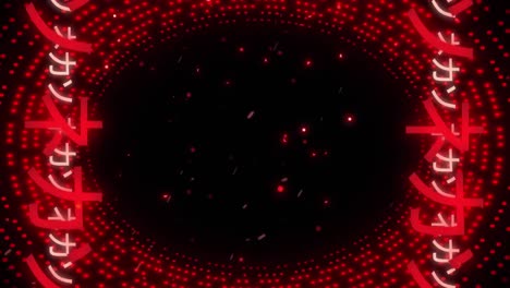 Animation-Neonasiatischer-Symbole-über-Blinkendem-Rotlichtmuster